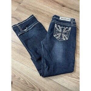 Miss Chic Women’s Embellished Rhinestone Boot Cut Stretch Jeans, Size 11.